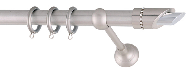 Frans Κουρτινόξυλο Φ25 Galea Strass Νίκελ Σατινέ